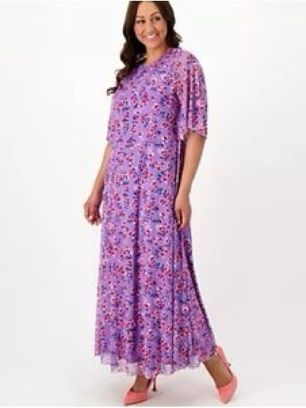 Girls With Curves Lilac Floral Maxi Dress Size XL
